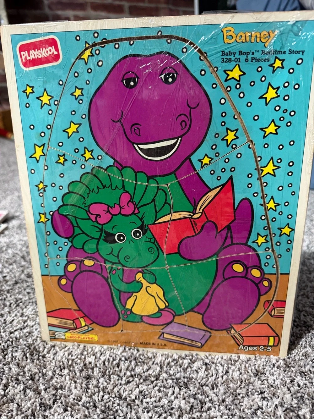 Playskool Barney & Baby Bop Wooden Puzzle - Purple & Green